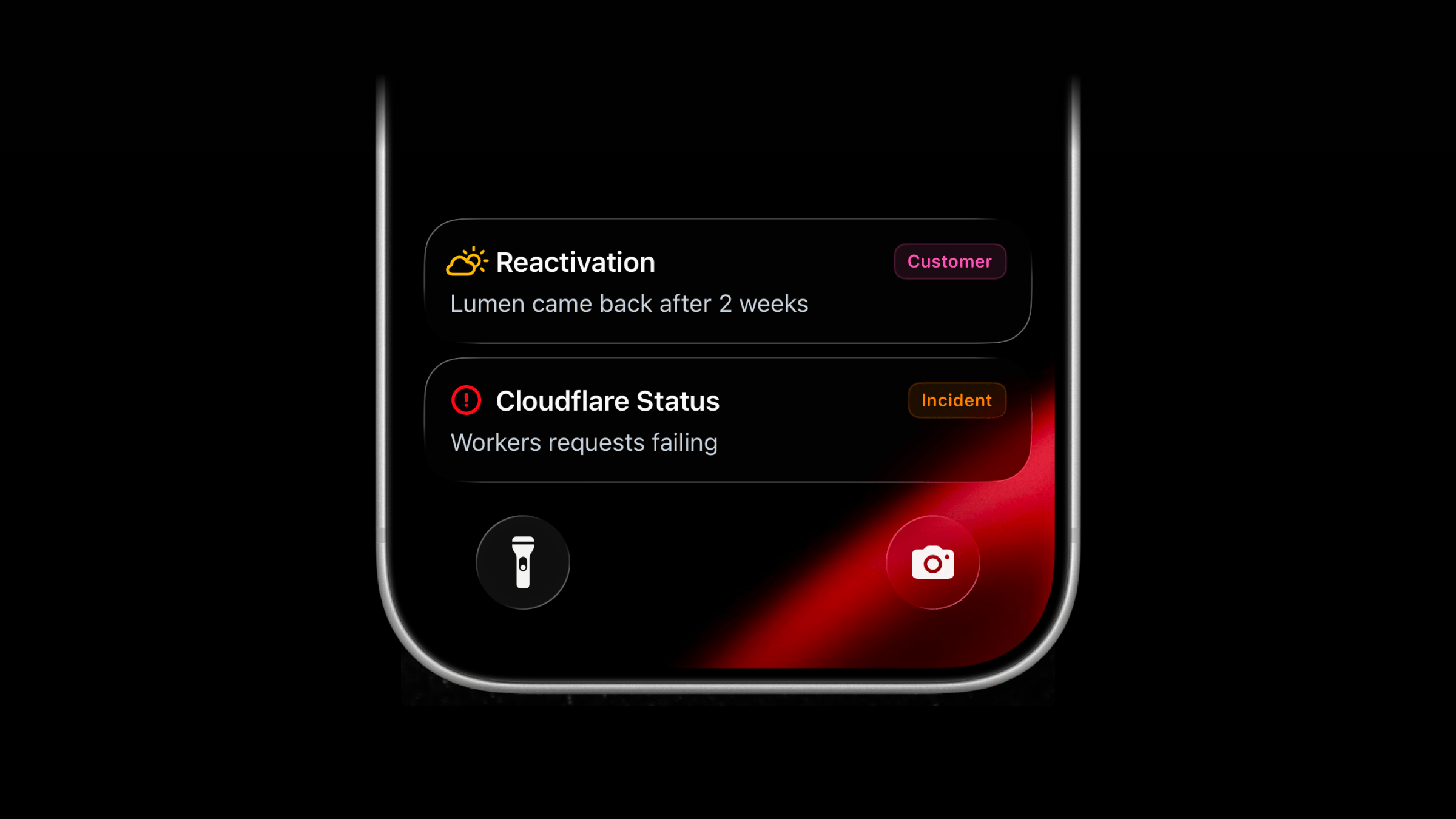 Alert Live Activity on iPhone showing a reactivation status update