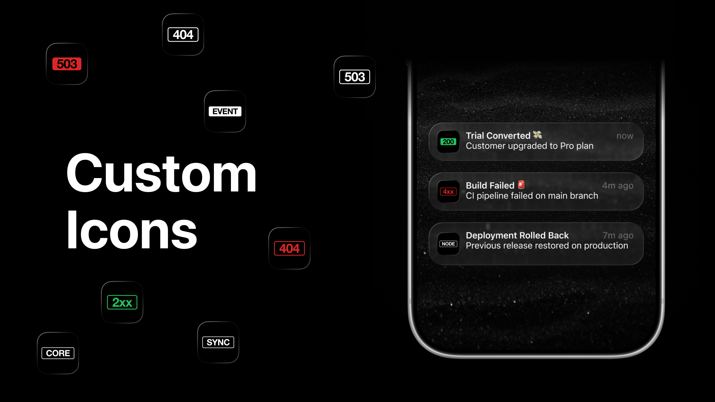 36 custom ActivitySmith app icons with HTTP status code and label badges