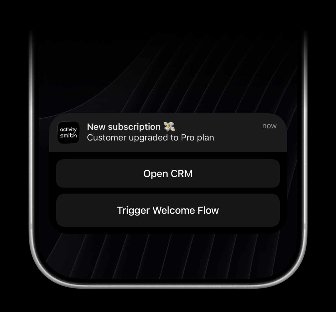 Actionable push notification with tap redirection and long-press actions