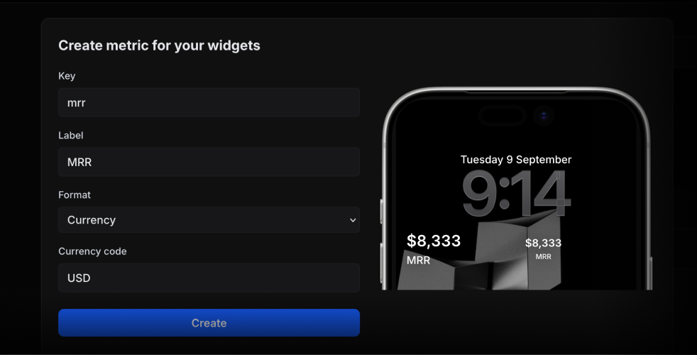 Create widget metric