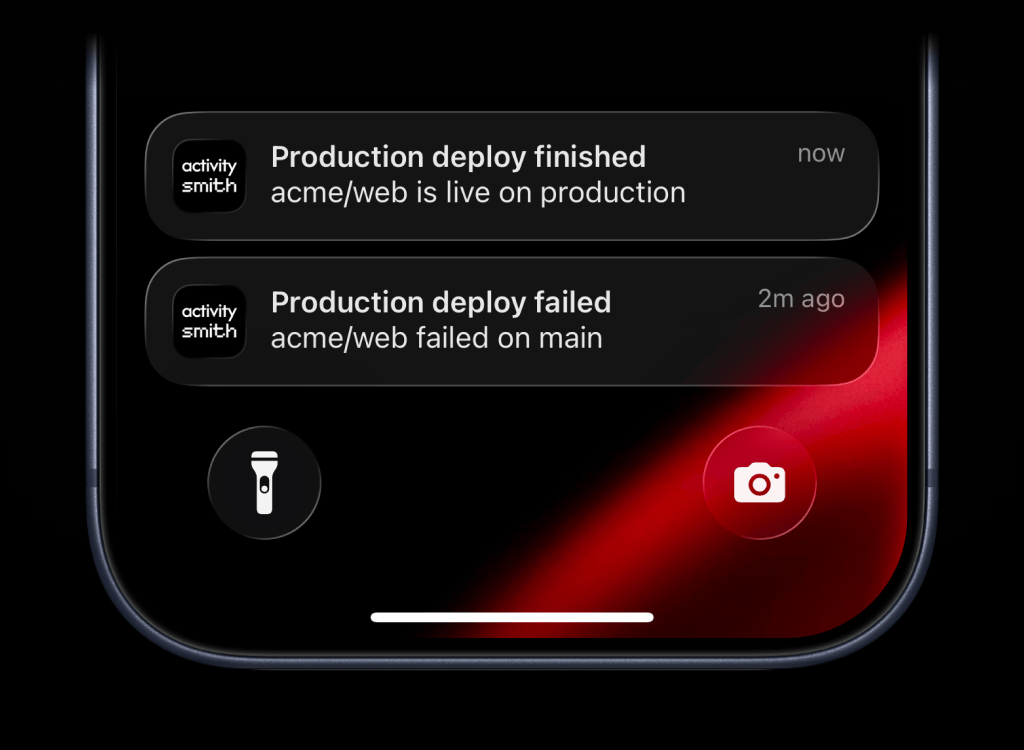 ActivitySmith deploy result Push Notification on iPhone